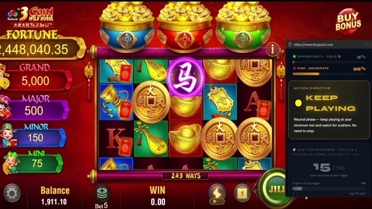 3 Coin Wild Horse session recorded on TriLuck